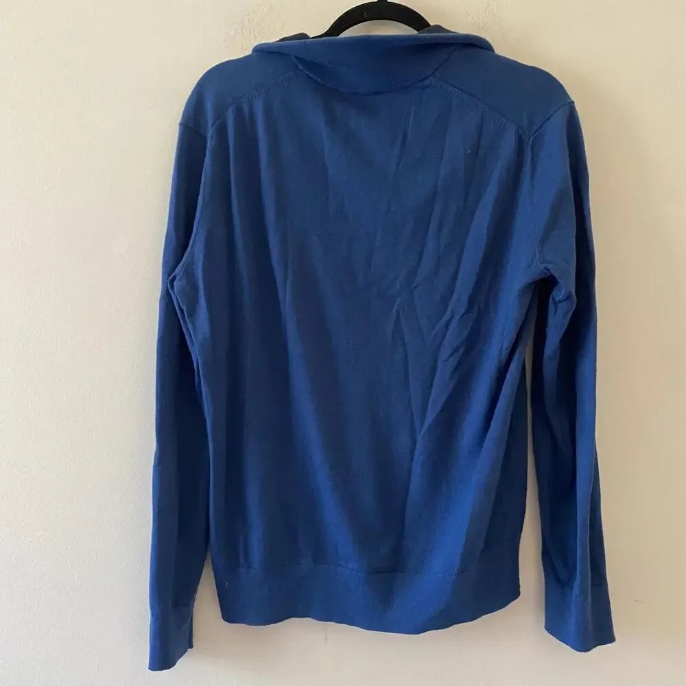 Mens BANANA REPUBLIC blue Pima cotton cashmere quarter zip